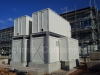 Pelletsanlage: Technikcontaineranlage inkl. Pelletslagecontainer und Stahlkonstruktion.