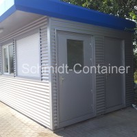 Pförtnercontainer 20 Fuß mit WC-Raum und sekundärer Außenfassade
