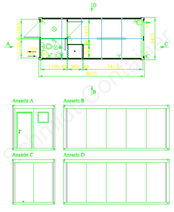 20 Fuss Container mit Sanitärraum von Schmidt-Container